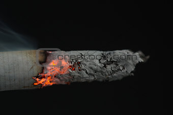 Close up of burning cigarette