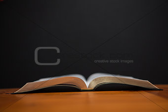 Open book on a table