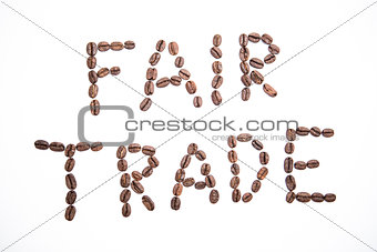 Fair trade spelled out in coffee beans