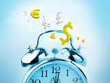 Time is money in blue with yellow currency
