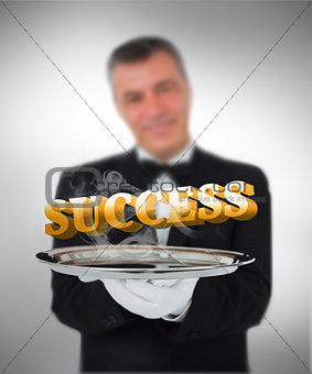 Waiter offering success