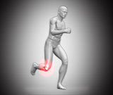Grey human figure running with highlighted ankle
