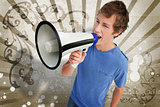 Teenager shouting through a megaphone