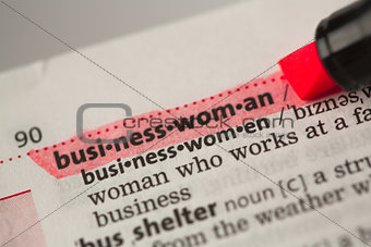 Businesswoman definition highlighted in red