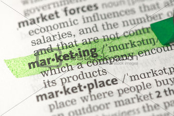 Marketing definition highlighted in green