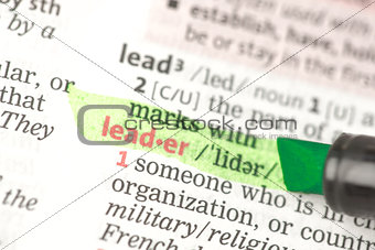 Leader definition highlighted in green