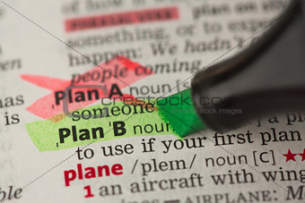 Plan B definition highlighted in green with Plan A marked