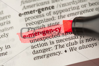 Emergency definition highlighted in red