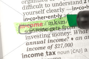 Income definition highlighted
