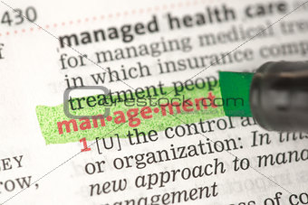 Management definition highlighted in green
