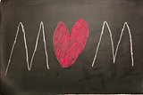 Mum drawn on blackboard with heart as the u