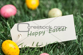 Happy Easter tag with easter eggs