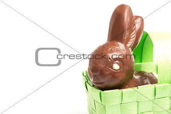 Chocolate bunny in a basket