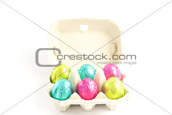 Carton with easter eggs