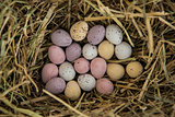 Little candy easter eggs in straw