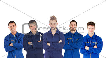 Mechanics in boiler suits portrait