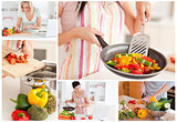 Collage of women cooking