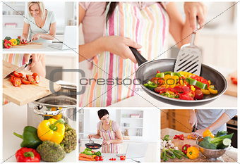 Collage of women cooking