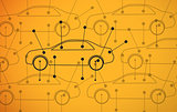 Picture of cars diagrams on yellow background