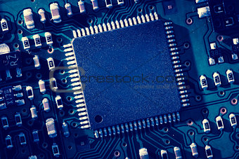 Blue micro electronic circuit
