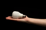 Hand holding economic light bulb