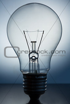 Close up of big light bulb standing