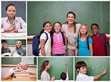 Collage of primary school pupils and teachers