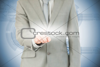 Businessman using futuristic interface