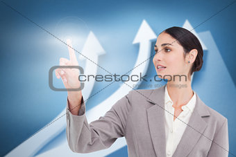 Businesswoman using transparent futuristic interface