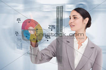 Businesswoman using colorful futuristic interface