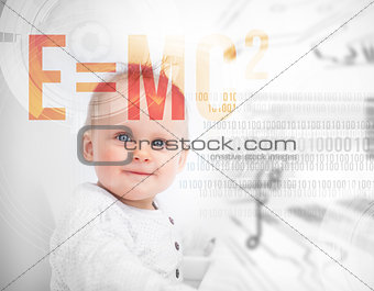 Portrait of a baby next to formula