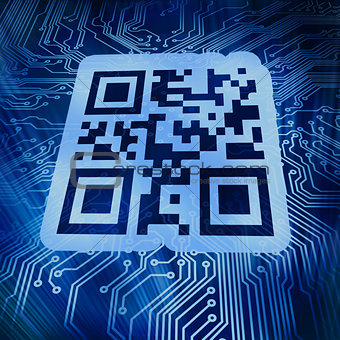 Qr code standing in front of futuristic background