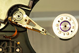 Close up of spindle of disk drive