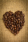 Heart made from roasted coffee beans