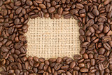 Coffee beans with rectangular indent for copy space