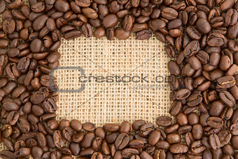 Coffee beans with rectangular indent for copy space