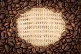Coffee beans with oval indent for copy space