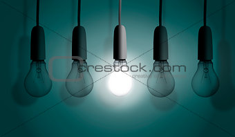 Light bulbs in row