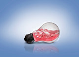 Light bulb with red water inside