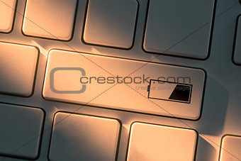 Keyboard with close up on battery button