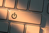 Keyboard with close up on power button