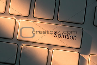 Keyboard with close up on solution button