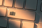 Keyboard with close up on briefcase symbol