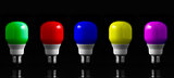Colored light bulbs in row