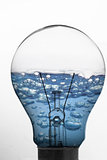 Light bulb and blue water inside