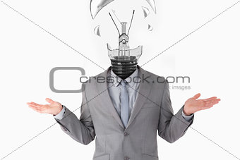 Businessman having light bulb instead of head