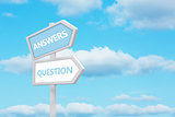 Answers and question road sign