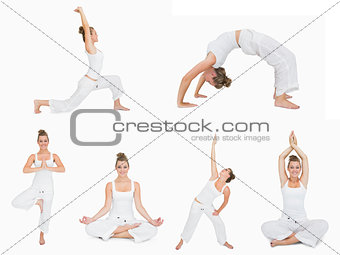 Collage of woman doing yoga
