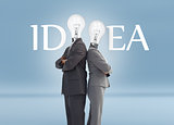 Business people with light bulb heads and idea text
