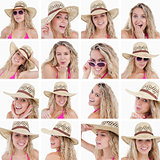 Collage of woman with straw hat